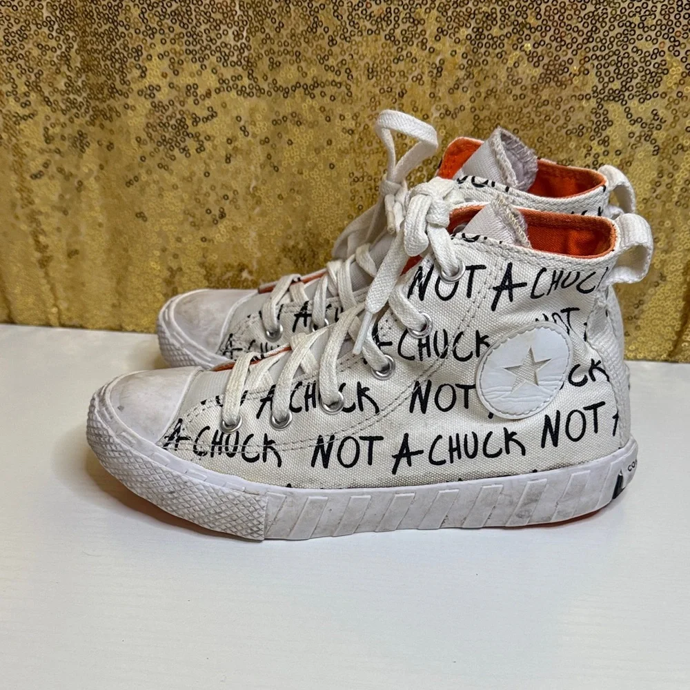Convers Chuck 70 High Sneakers - White and Orange featuring “Not a Chuck” UNISEX